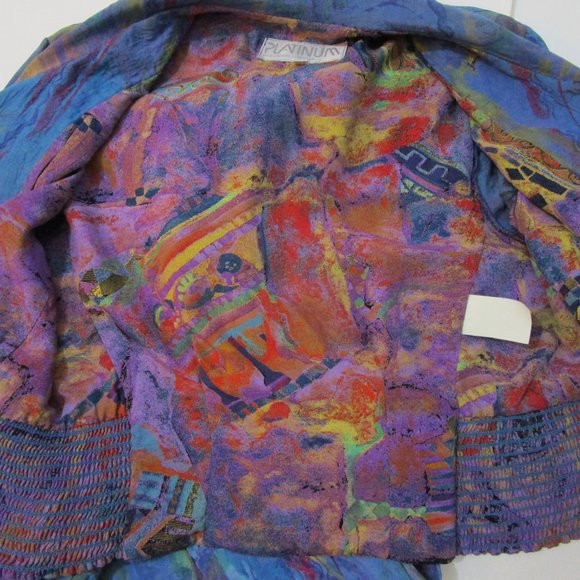 80s Rayon Cropped Jacket Tank Shorts Suit Abstract T - Picture 9 of 13
